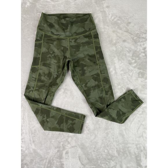 Colorfulkoala Green Brushed Camo Yoga Side Pockets Ankle Leggings Medium - Picture 3 of 8
